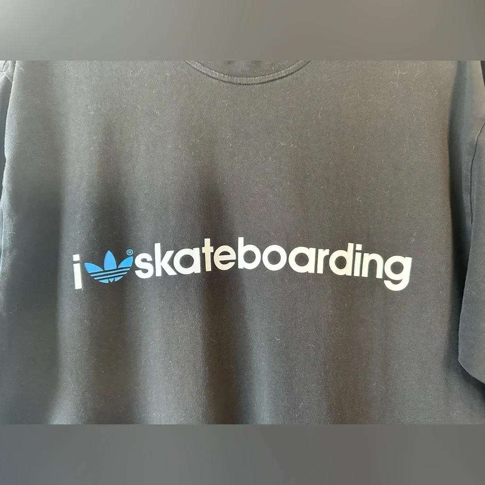 Adidas Men’s ‘I 💙Skateboarding’ Tee Black 100% Cotton (Size XL)